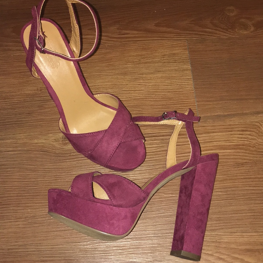 Ankle strap burgundy heels